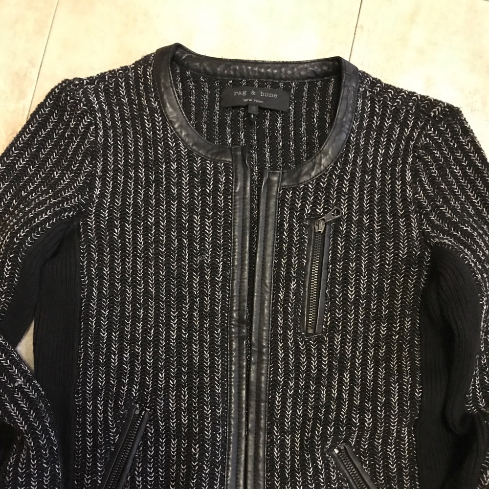 Rag & Bone knit leather jacket